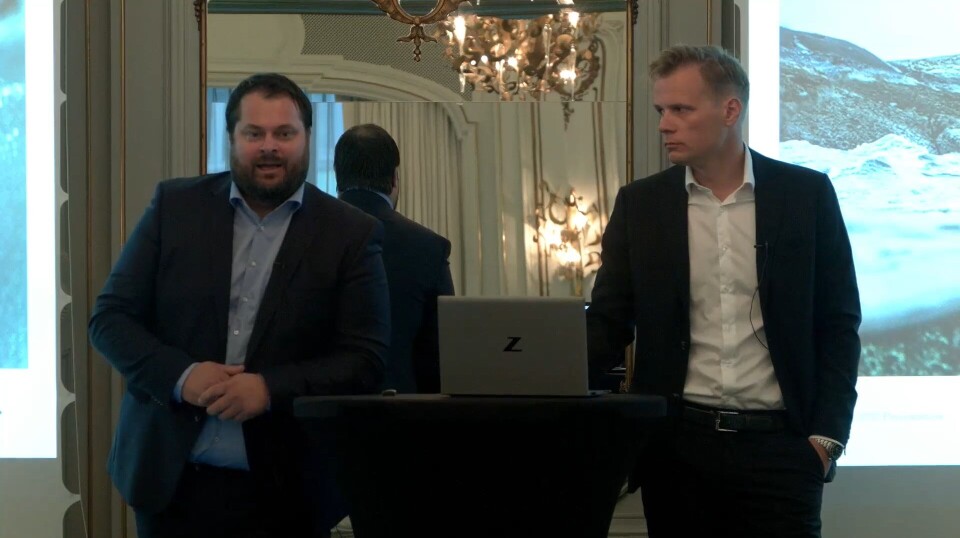 CEO Håkon André Berg og CFO Trond Håkon Schaug-Pettersen under Q2-presentasjonen CEO Håkon André Berg og CFO Trond Håkon Schaug-Pettersen under Q2-presentasjonen