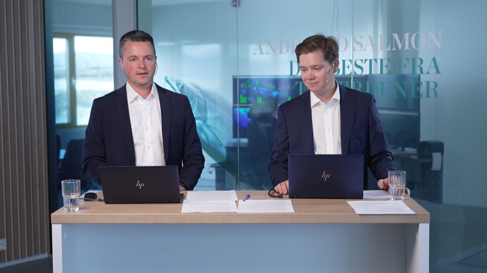 Finansdirektør Bjarne Martinsen og adm.dir Martin Rasmussen presenterte status for Andfjord Salmon Finansdirektør Bjarne Martinsen og adm.dir Martin Rasmussen presenterte status for Andfjord Salmon