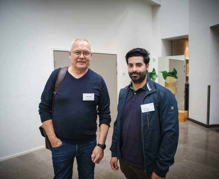 Daglig leder Anker Bergli og teknisk arbeidsleder Jose Leon Cardenas i Polarfisk på Sats Marint-konferanse i Bergen.