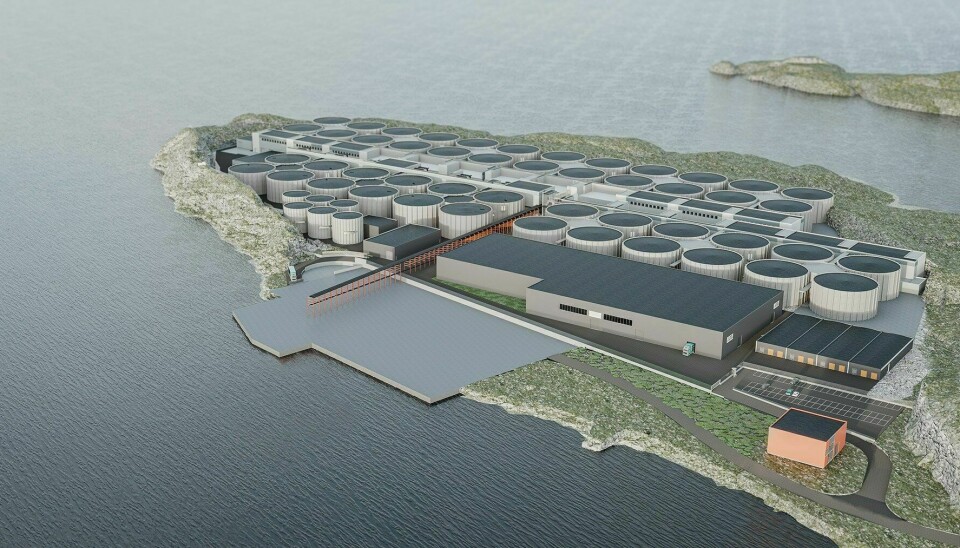 Skisse av anlegget slik man ser for seg det fullt utbygget. Så langt er det seksjonen på 12 tanker nærmest, til venstre på bildet som er bygget. Skisse av anlegget slik man ser for seg det fullt utbygget. Så langt er det seksjonen på 12 tanker nærmest, til venstre på bildet som er bygget.