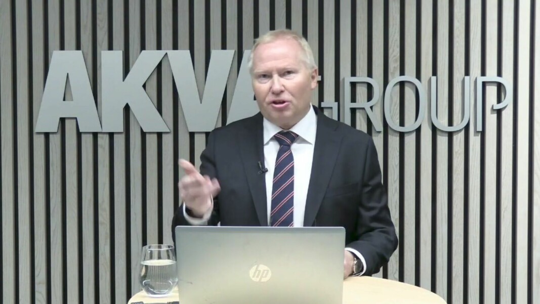 Knut Nesse er CEO i AKVA group. Her fra web-casten til Q3-fremleggelsen.