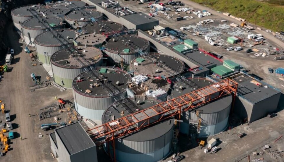 Salmon Evolution sitt landbaserte anlegg på Indre Harøy i august 2022.