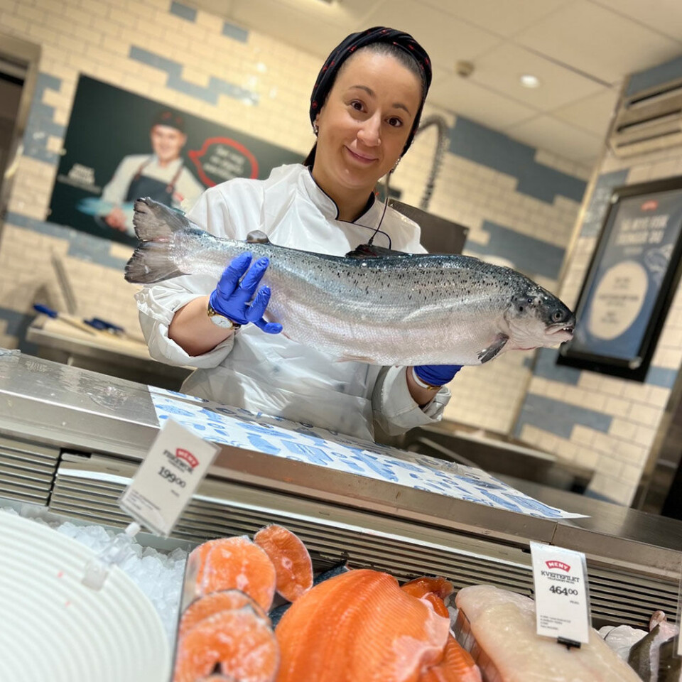 I ferskvaredisken til Meny på Tveita er et av stedene man nå kan få tak i den første runden med laks fra Salmon Evolutions anlegg på Indre Harøy i Møre og Romsdal.