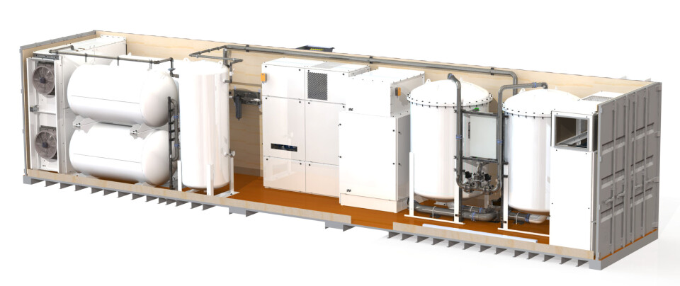 Bilde fra innsiden av en okysgenkontainer.