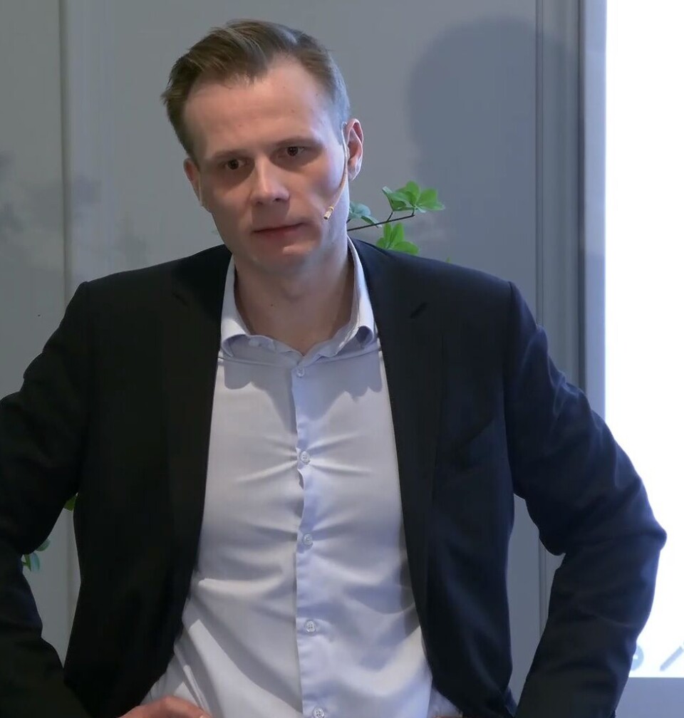 CEO Trond Håkon Schaug-Pettersen under presentasjonen av Q4 2022. CEO Trond Håkon Schaug-Pettersen under presentasjonen av Q4 2022.