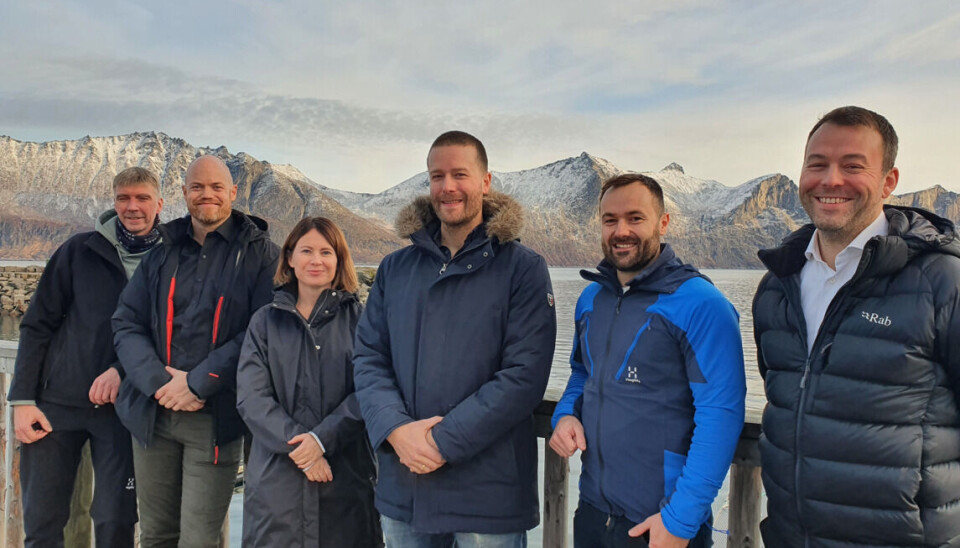 Administrasjon i KIME Akva: F.v: Einar Svendsby (kvalitetsleder), Stefan Paulsen (lokalitetsutvikler og samfunnskontakt), Åsta Sortland (økonomileder), Joakim Jensen (teknisk leder), Egil Olsen (driftsleder lokalitet), Ørjan Jensen (daglig leder)