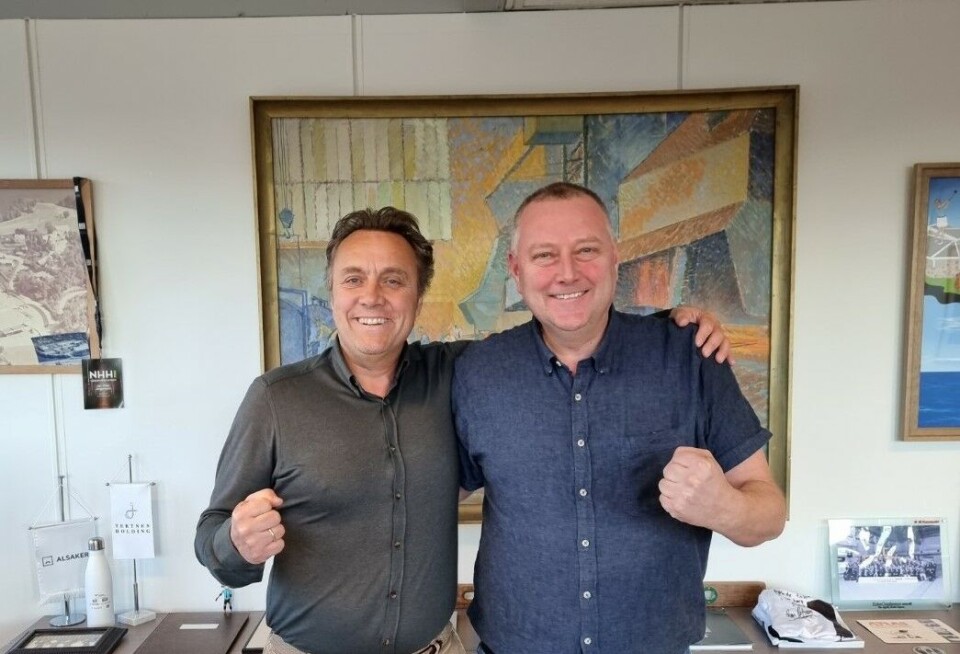 Jan Olav Jørgensen (t.v) er eier og daglig leder av Tertnes Holding. Nå går de inn på eiersiden i Viking Aqua, her representert med styreleder og aksjonær Stein Inge Larsen (t.h.)