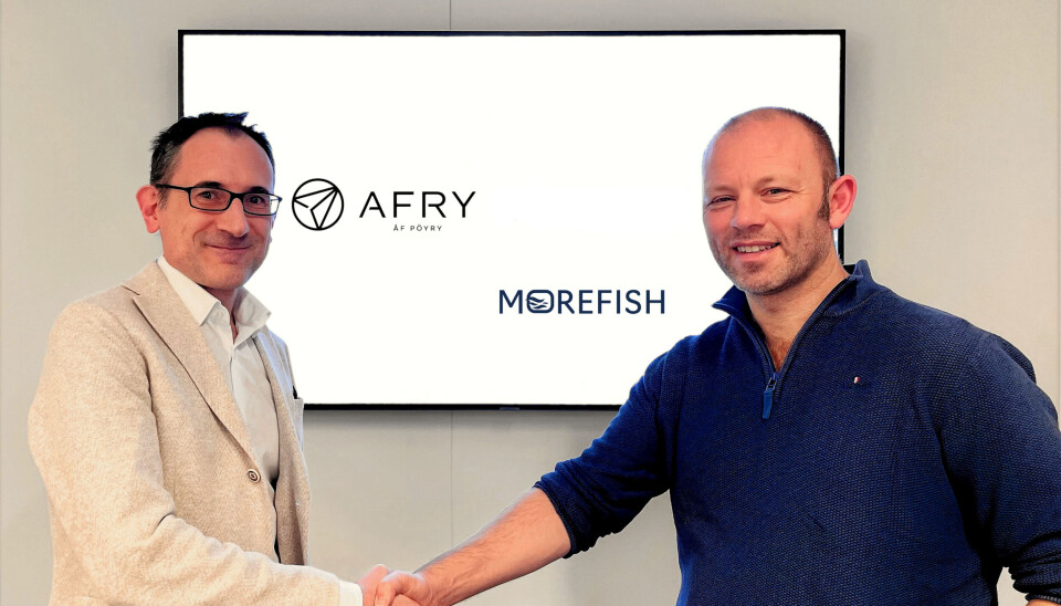 Claudio Ferro i AFRY og Svein Martinsen i Morefish. Claudio Ferro i AFRY og Svein Martinsen i Morefish.