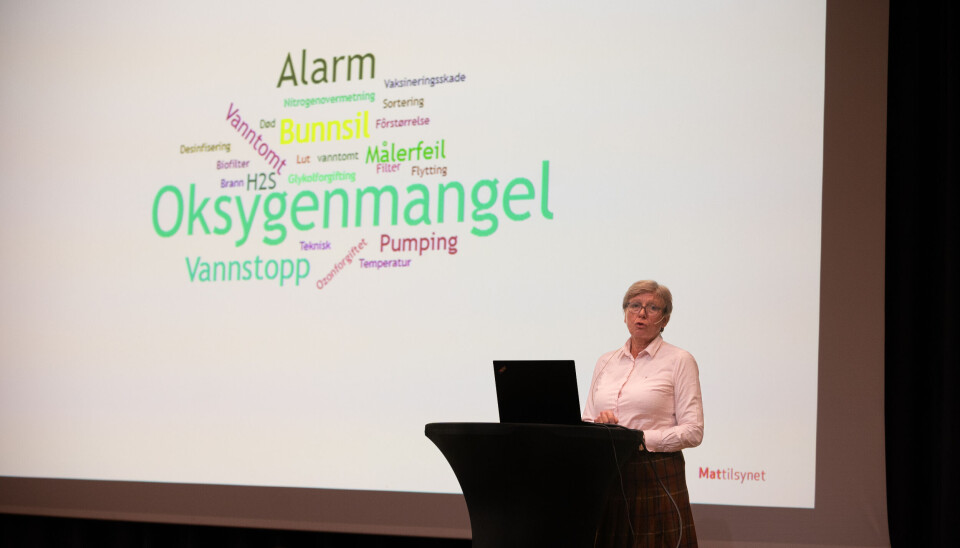 Aud Skrudland hadde laget ordsky av de vanligste årsakene til alvorlige hendelser i landbasert oppdrett. Aud Skrudland hadde laget ordsky av de vanligste årsakene til alvorlige hendelser i landbasert oppdrett.