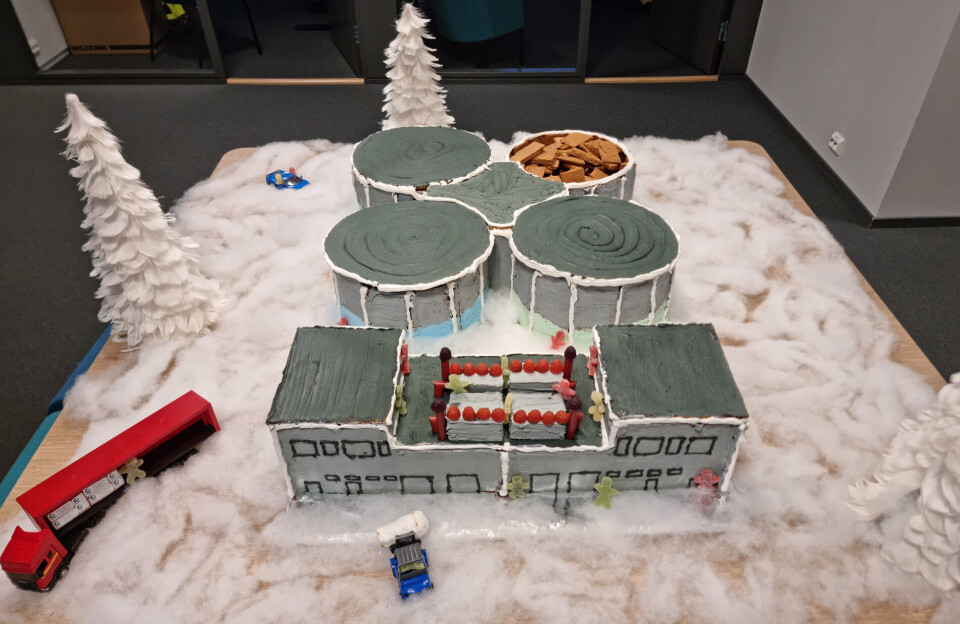 Artec Aqua sine ansatte Hermann, Marius, Vegard og Hans-Kyrre tar juletradisjonene på alvor, og har laget en nedskalert pepperkake versjon av Salmon Evolution.