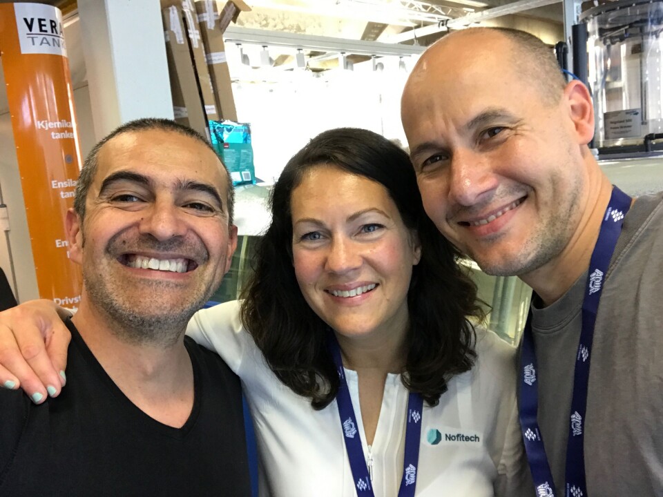 Kari Attramadal sammen med Jaime Orellana og Bert Wecker som hun ble kjent med hun jobbet i Kiel. Her er de på Aquanor i 2019.