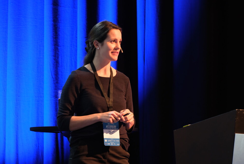 Julia Fossberg Buhaug, prosjektleder for FoU landbasert i Lerøy Seafood Group holdt foredrag om biofilter på dag 1 av Fish Farmer-konferansen på Sola.