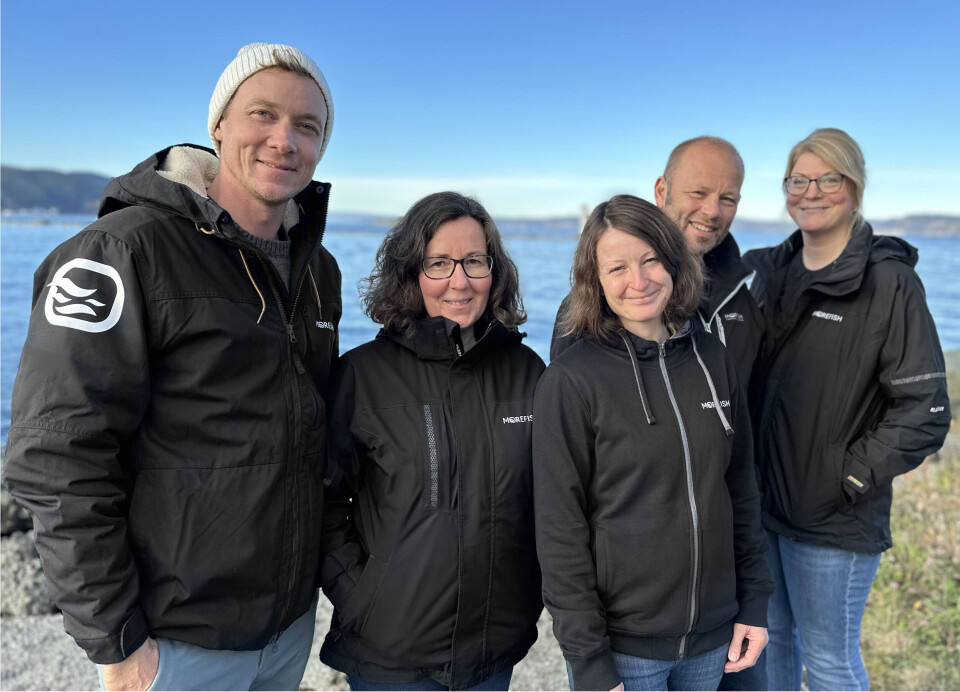 - Vår agenda er todelt – forbedre fiskevelferden og forbedre produktiviteten. Det er noe av motivasjonen bak å arrangere Morfishkonferansen om ulike risikoer i landbasert oppdrett for fjerde gang. Fra venstre: Björn Ronge, Birgit Luef, Ingrid Henry, Svein Martinsen og Kine Knudsen