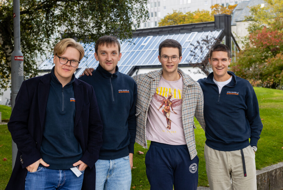 Studentene Finn Lippestad (24) (f.v), Eirik Moen Lillebudal (27), Jørgen Texmo Grønn (20) og Einar Fredrik Barth Heyerdahl (24) har store forhåpninger om at EquaFish skal bli et suksessfullt selskap.