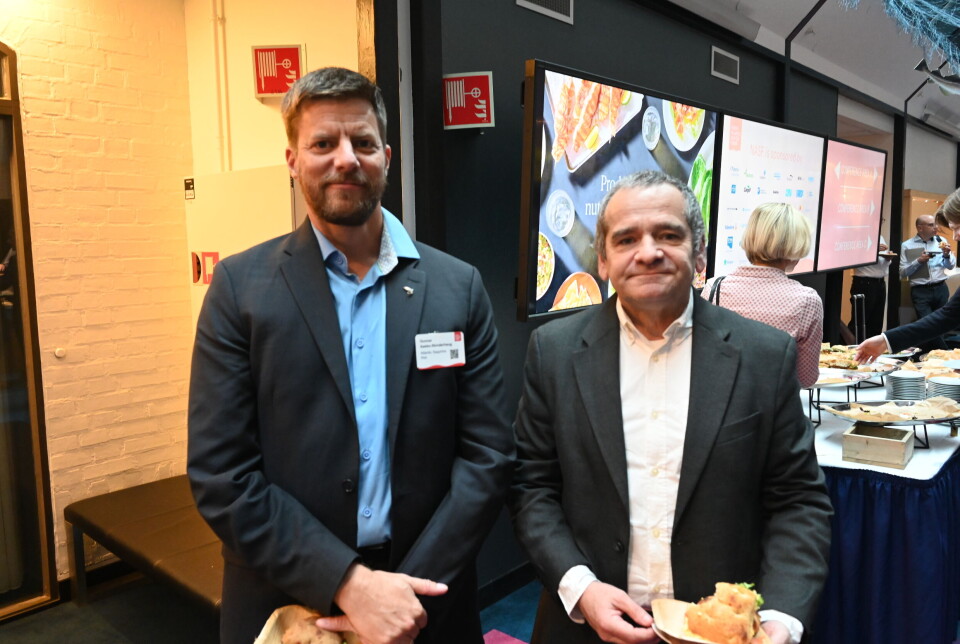 Gunnar V. Aasbø-Skinderhaug, Deputy CEO & CFO, og Pedro Courard, CEO i Atlantic Sapphire på NASF i Bergen tidligere i år.