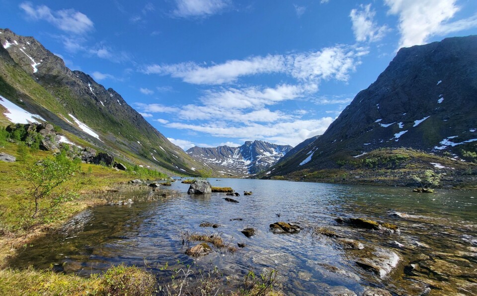 Jomfrudalsvannet er ett av vannene Glacier Salmon ønsket å bruke i sitt planlagte landbaserte oppdrettsanlegg. NVE har avslått søknaden av hensyn til reindrift og natur.