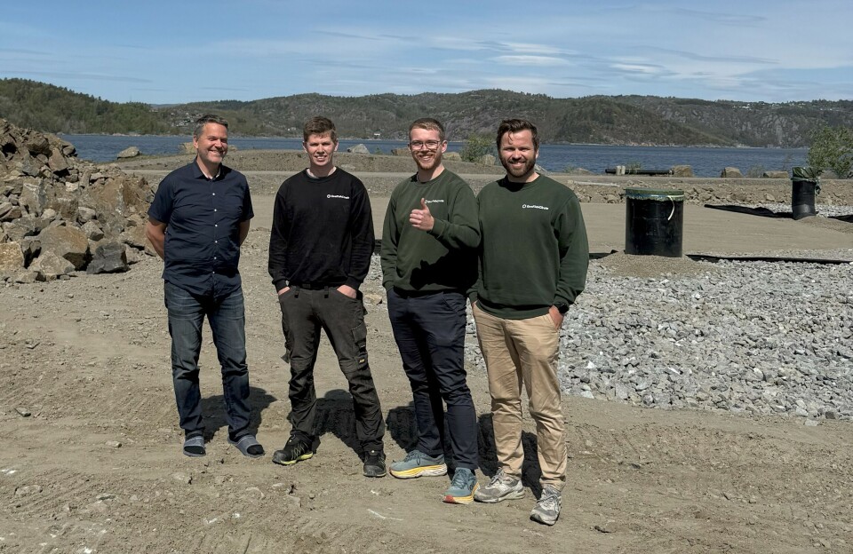 F.v.: Trond Rafoss – Oceanfarm Holding, Oskar Holte – EcoFishCircle, Mats Staddeland – EcoFishCircle, Daniel Jakobsen – EcoFishCircle.
