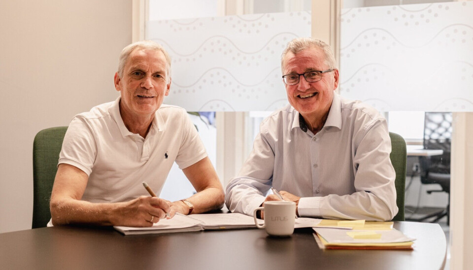 Styreleder i Sol Smolt Jan-Emil Johannessen (t.v.) og daglig leder Jan Fossberg i Litus Akva AS.