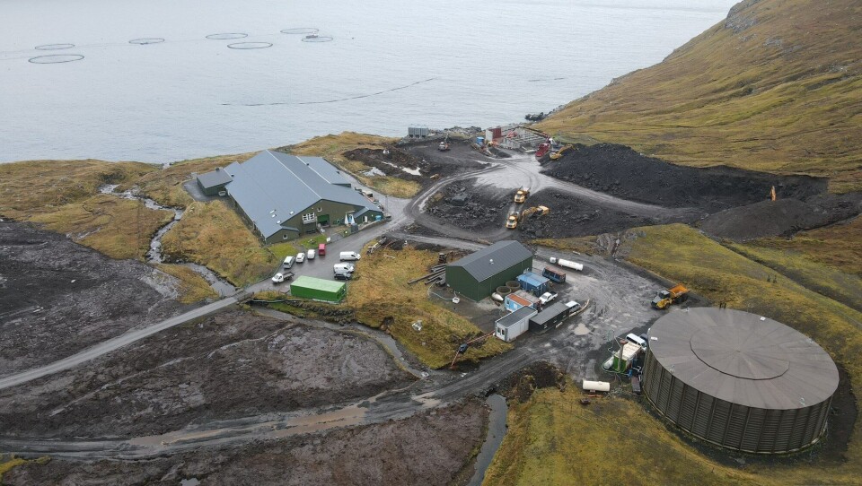 Anleggsarbeidene er godt i gang på settefiskanlegget på Glyvradal. Foto: Bakkafrost