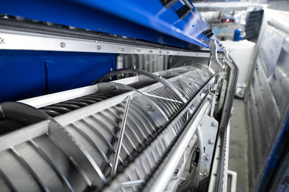 Foto fra inne i slamanlegget som blir sendt avgårde til det landbaserte anlegget til Salmon Evolution. Foto: Blue Ocean Technology Foto fra inne i slamanlegget som blir sendt avgårde til det landbaserte anlegget til Salmon Evolution. Foto: Blue Ocean Technology