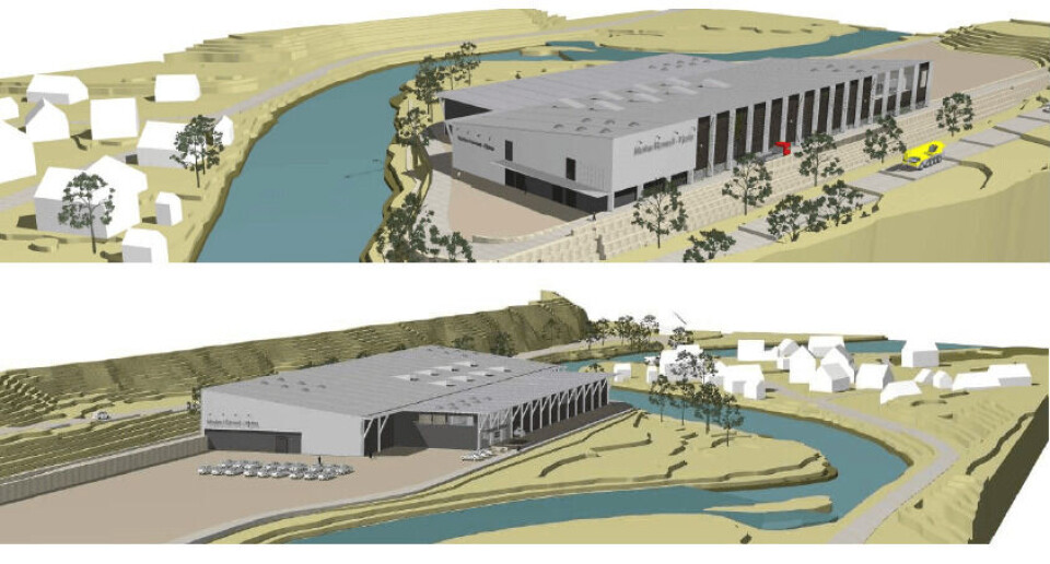 Slik ser den siste oppdaterte illustrasjonen av settefisk-anlegget som bygges på Fjæra ut. Foto: Marine Harvest.